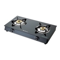 Bajaj 2BRGP7 2 Burner Glass Top Gas Stove (360° Swivel Nozzle, Black)