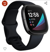 Fitbit Sense Advanced Smartwatch with Tools for Heart Health, Stress Management & Skin Temperature Trends, Alexa Built-in, Carbon/Graphite, One Size (S & L Bands Included)