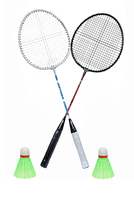OPTIMA 2 Shuttle Cock and 2 Aluminum White & Black Rackets Badminton Set.