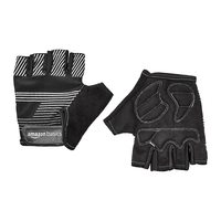 Amazon Basics Glove with Reflective Band for Cycling, Riding and Gym, Half Finger, Set of 2, L