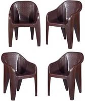 HOMIBOSS chairs set of 4 Pieces, for office, garden, outdoor & indoor Plastic Living Room Chair  (Finish Color - Brown, Pre-assembled)