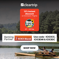 Cleartrip App-Get 12% Instant Discount off on Domestic Flights and 10% on International with ICICI Bank