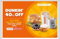 Dunkin's : Flat 40% Off for New User  [ Use Code :NEW100 ] 