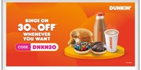 Dunkin's : Flat 30% Off  for  All Users ( Use Code : DNKN30 ) 