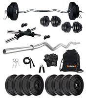 Kore PVC 10-40 Kg Home Gym Set with One 3 Ft Curl and One Pair Dumbbell Rods with Gym Accessories