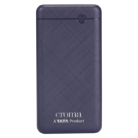 Croma 10000 mAh 12W Fast Charging Power Bank (1 Micro USB Type B, 1 Type C & 2 Type A Ports, Short Circuit Protection, Blue)