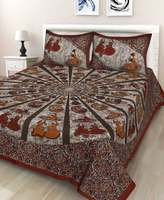 Pink City 151 TC Cotton Double Jaipuri Prints Flat Bedsheet  (Pack of 1, Maroon)