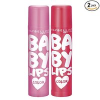 Maybelline New York Lip Balm, With SPF, Moisturises and Protects from the Sun, Pink Lolita & Baby Lips Cherry Kiss, Baby Lips, Pink, Red,(Pack of 2), 8g