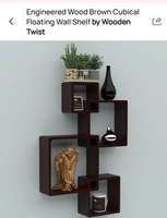 Engineered Wood Brown Cubical Floating Wall Shelf