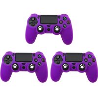 3 Pcs Silicone  Anti-Slip Controller Cover for PS4 Controller(Purple)