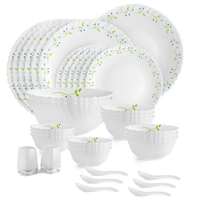 Cello Tropical Lagoon Dazzle Series Opalware Dinner Set, 35-Pieces, Service for 6, White [Rs.40 Coupon]