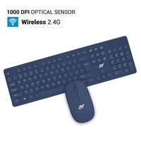 (3 Colours) Ant Value FKBRI05 Multimedia Wireless Keyboard & Mouse Combo, Compact Light-Weight for PCs, Laptops & Smart TV (Blue)