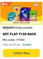 Amazon Daily Essentials Get Flat ₹120 cashback minimum order : ₹1500