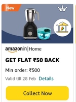 Amazon Home Get Flat ₹50 Cashback minimum order of Rs.500
