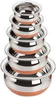  Stainless Steel Stainless Steel Copper Bottom Cooking Serving Pot Biryani Handi [Pack of 5]