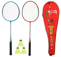Cockatoo Economy Badminton Set, Pack of Two Racquet with 3 Shuttle & Cover, Size 27 Inch (K-Track)