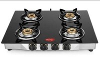 MRP error - Pigeon By Stovekraft Blaze Gas Stove With High Powered 4 Brass Burner, Glass Cooktop, Black