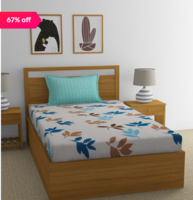  Nilkamal Ammara Floral Brown Polyester Single Bed Sheet with Pillow Cover