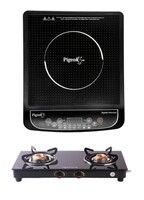 Lifelong 2 Burner Toughned Glass Gas Stove + Pigeon Rapido Premium 1 Burner Induction Cooktop