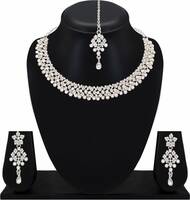 Atasi International  Alloy Rhodium Jewel Set  (Silver)