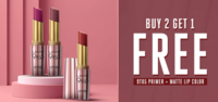Lakme- Buy 2 Get 1 Free( 9TO5 Primer + Matte Lip Color) & Buy 3 Get 1 Free(Forever Matte Liquid Lip Color)