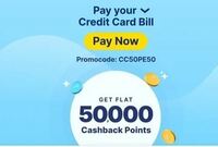 Get flat 50000 Cashback Points on Paytm for Credit Card Bill Payment of Rs.50000