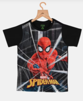 YK Marvel Boys Black Avengers Spiderman Print T-shirt