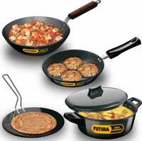 Hawkins Futura 4 Pieces Cookware Set 1- Tava, Frying Pan, Kadhai, CNS Bowl Combo (ASET1) Tawa 26 cm diameter with Lid  (Hard Anodised)