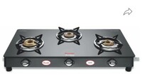 Preethi Blu Flame Sparkle Glass Manual Gas Stove(3 Burners)