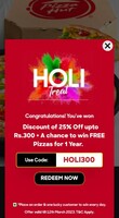 Pizza Hut Holi Offer : UPTO Rs.300 Off + Free Pizza for 1 Year Spin & Win Game
