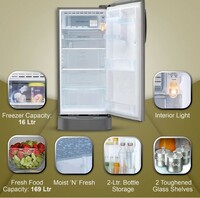 LG 185 L 5 Star Inverter Direct-Cool Single Door Refrigerator (GL-D201APZU, Shiny Steel, Base stand with drawer)