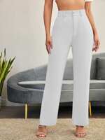 LEE TEX  Women Regular Fit White Cotton Blend Trousers
