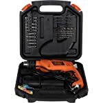 Black + Decker HD555K50-IN Variable Speed Reversible Impact Drill Machine Kit with 50 Accessories Kitbox For Masonry, Brick, Plasterboard, Wood & Plasterboard, 550 W, 13millimeters, (Orange)