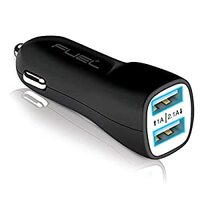 POWERUP by Fuel Dual USB Port Car Charger Compatible for All Smartphones and Tablets 3.1Amp High Speed - Black