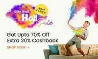 Pepperfry Holi Sale-Get Up to 70% Off + Extra 20% Cashback