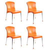 Cello Milano Cafeteria Set of 4 Chairs (Orange,Plastic)