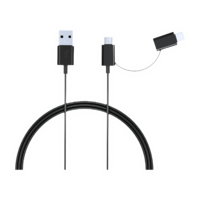 Croma Type A to Type C, Micro USB 3.9 Feet (1.2M) 2-in-1 Cable (Sync and Charge, Black)