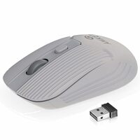 Amkette Hush Pro Acura 2.4 Ghz Silent Switch Wireless Mouse with Ergonomic Design, High Precision 3 DPI Settings, Smart Auto Sleep Function and Mouse On/Off Switch (Grey)