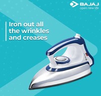 Bajaj Majesty DX-11 1000W Dry Iron with Advance Soleplate and Anti-bacterial German Coating Technology, White and Blue