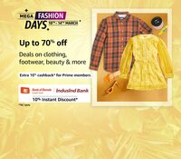 Mega Fashion Days Upto 70% Off + 10% Cashback (10th - 14th March)