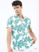 HIGHLANDER Men Green Slim Fit Floral Printed Casual Shirt