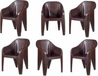 HOMIBOSS Plastic chair set of 6 | chairs for home, Living Rooms, Outdoor & Garden Plastic Outdoor Chair  (Brown, Set of 6, Pre-assembled)