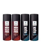 (Pack of 4) Bombay Shaving Company Men Set of 2 Red Spice & 2 Black Vibe Deodorant Spray - 150ml each