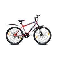 Leader Scout 26T Mountain Bicycle/Bike Without Gear Single Speed with Front Suspension and Dual Disc Brake for Men - Red/Black Ideal for 10+ Years (Frame: 18 Inches)