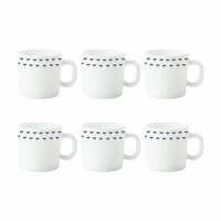 Larah by Borosil Fabula Opalware Cup Set, 6-Pieces, White