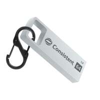 Consistent 64GB Pen Drive USB 2.0 Metal Body with Keychain Carabiner