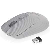 Amkette Hush Pro Acura 2.4 Ghz Silent Switch Wireless Mouse with Ergonomic Design, High Precision 3 DPI Settings, Smart Auto Sleep Function and Mouse On/Off Switch (Grey)