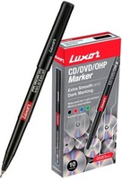 LUXOR Black CD/DVD/OHP Marker (Set of 10, Black)