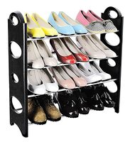 PHILOSHOP Multipurpose Heavy Duty Plastic Rack Organizer for Shoe/Clothes/Books - (Need to Be Assemble - DIY) Rust-Proof - Shelve (4 Shelf)