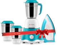 Longway Super Dlx 700 W Mixer Grinder (Blue, White, 3 Jars) & Kwid 750 W Dry Iron (White, Blue)
